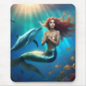 "Ocean's Dance: Eine Meerjungfrau und Delphinfahrt Mousepad (Vorne)