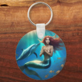 "Ocean's Dance: Eine Meerjungfrau und Delphinfahrt Schlüsselanhänger (Vorderseite)