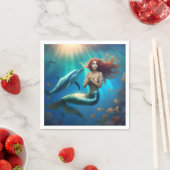 "Ocean's Dance: Eine Meerjungfrau und Delphinfahrt Serviette (Beispiel)