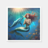 "Ocean's Dance: Eine Meerjungfrau und Delphinfahrt Serviette (Vorderseite)