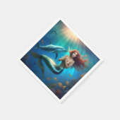 "Ocean's Dance: Eine Meerjungfrau und Delphinfahrt Serviette (Ecke)