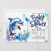 Ocean's Embrace: Dolphin Baby Shower Einladung (Vorderseite)