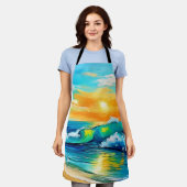 Ocean's Kiss: Sonnenuntergangswellen Schürze (Getragen)