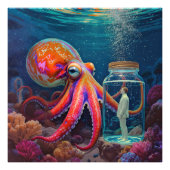 "Ocean's Silent Captive" - Octopus Portrait Fotodruck (Vorne)