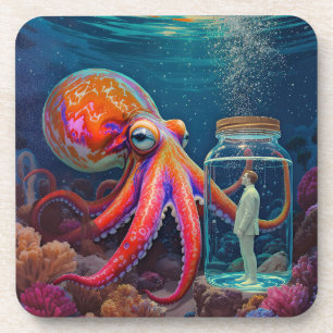"Ocean's Silent Captive" - Octopus Portrait Getränkeuntersetzer