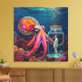 "Ocean's Silent Captive" - Octopus Portrait Leinwanddruck (Insitu (Wohnzimmer))