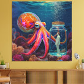 "Ocean's Silent Captive" - Octopus Portrait Leinwanddruck (Insitu (Wohnzimmer))