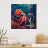 "Ocean's Silent Captive" - Octopus Portrait Poster (Küche)