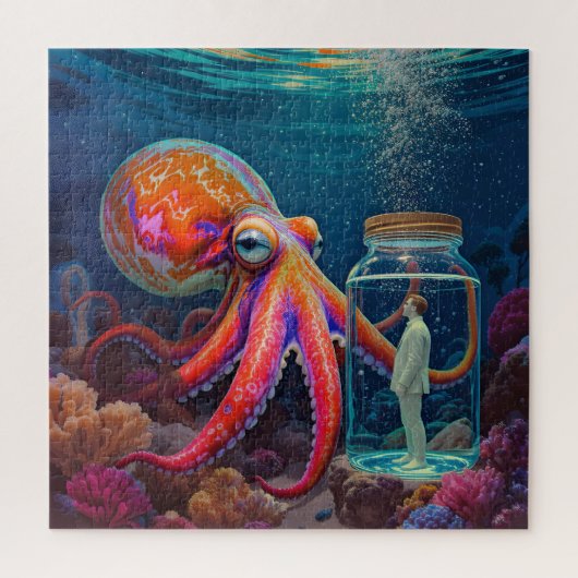 "Ocean's Silent Captive" - Octopus Portrait Puzzle (Vertikal)