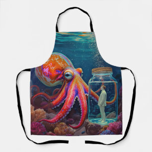 "Ocean's Silent Captive" - Octopus Portrait Schürze
