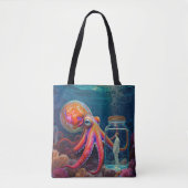 "Ocean's Silent Captive" - Octopus Portrait Tasche (Vorderseite)