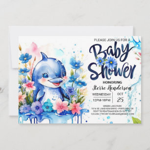 Ocean's Symphony: Babydusche mit Dolphin-Thema Einladung