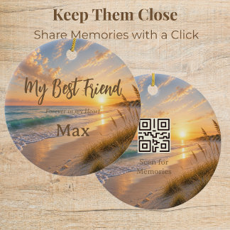 Oceans Umarmung Rainbow Bridge Tiergedenk-QR Keramik Ornament