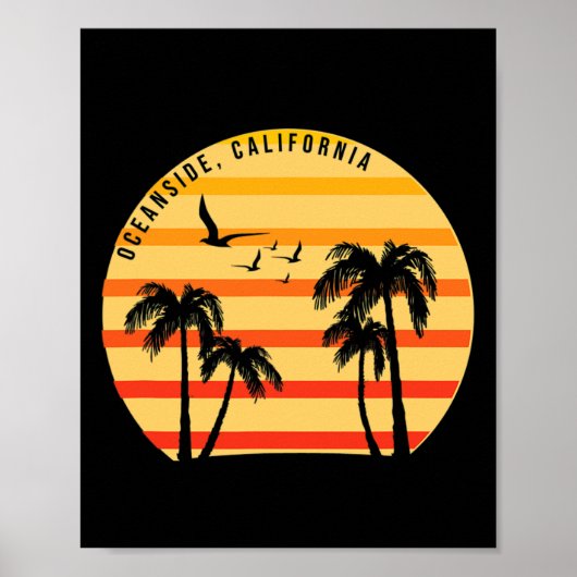 Oceanside Beach California Palms Vacation Surf Sun Poster (Vorne)