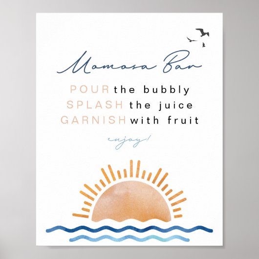 OCEANSIDE Beach Tropical Sunset Momosa Bar Sign Poster (Vorne)