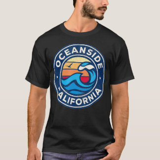 Oceanside California CA Vintage Nautical Waves T-Shirt