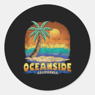 Oceanside California Vintag Beunruhigtes Souvenir Runder Aufkleber