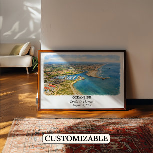 Oceanside Kalifornien Poster, Aquarell, Maßanferti Poster