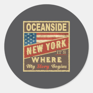 Oceanside Ny Hier Beginnt Meine Geschichte Runder Aufkleber