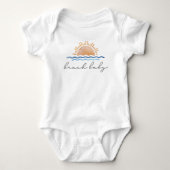 OCEANSIDE Watercolor Ocean Waves Sunset Beach Baby Baby Strampler (Vorderseite)
