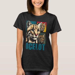 Ocelot Pop Art - Vintage Ocelot Jaguar Wilde Katze T-Shirt