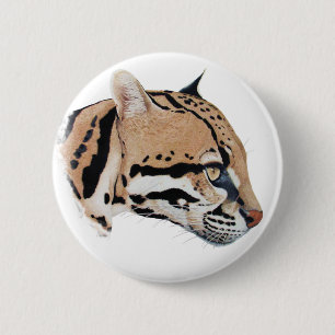 Ocelot Portrait Button
