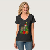 Ocelot Xmas Holiday Santa Ocelot Christmas Tree T-Shirt (Vorderseite Vollansicht)