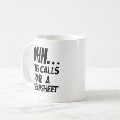 Och, das erfordert eine Tabellenkalkulation. Kaffeetasse (Vorderseite Links)