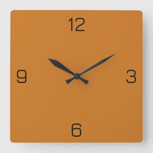 Ocher Orange CC7722 Color - Option "Ihren Namen hi Quadratische Wanduhr