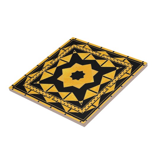 Ocher Schwarz Geometrisches Badezimmer Tile Fliese (Seite)