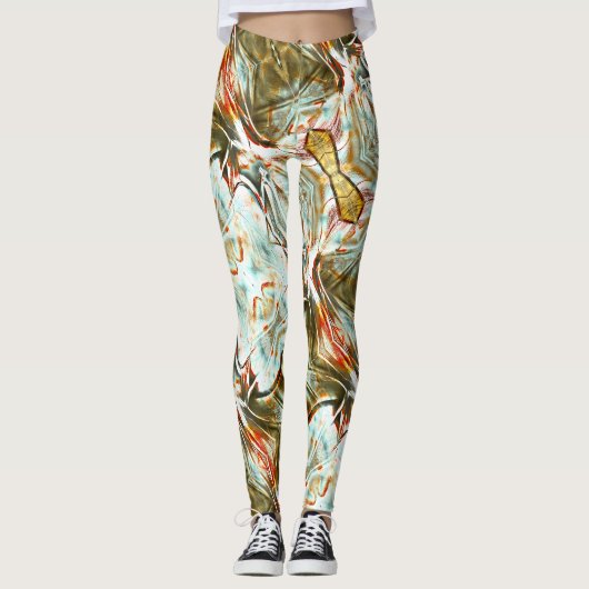 Ochere Textur mit pixeliertem Kink und Kratzern Leggings (Vorderseite)