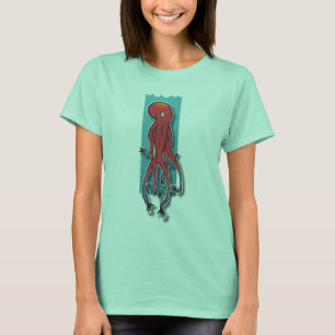 Ocho Manos weiße/rosa Damen-Wecker T-Shirt