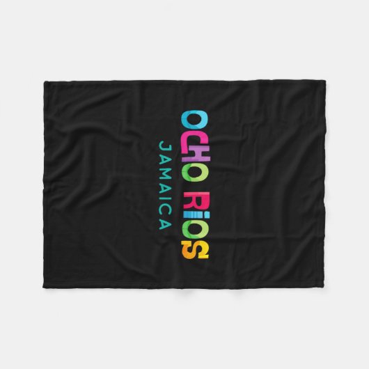 Ocho Rios Jamaica Retro Tropical Design Fleecedecke (Vorderseite (Horizontal))