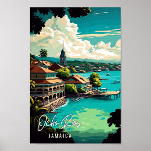 Ocho Rios Jamaica Vintage Reise Illustration Poster