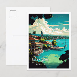 Ocho Rios Jamaica Vintage Reise Illustration Postkarte