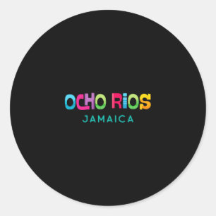 Ocho Rios Jamaika Retro-Tropisches Design  Runder Aufkleber