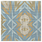 Ochre Beige Aquamarin Blue Eclectic Ethnic Look Stoff (Nahaufnahme)