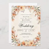 Ochre Bloom Blüh Wedding Einladung (Vorne/Hinten)