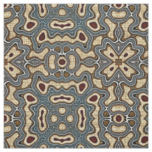 Ochre Brown Aquamarin Blue Dark Red Bali Batik Mus Stoff