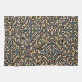 Ochre Brown Red Aquamarin Blue Angesagte Bohemisch Geschirrtuch (Horizontal)