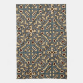 Ochre Brown Red Aquamarin Blue Angesagte Bohemisch Geschirrtuch (Vertikal)