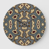 Ochre Brown Red Aquamarin Blue Angesagte Bohemisch Große Wanduhr (Vorderseite)