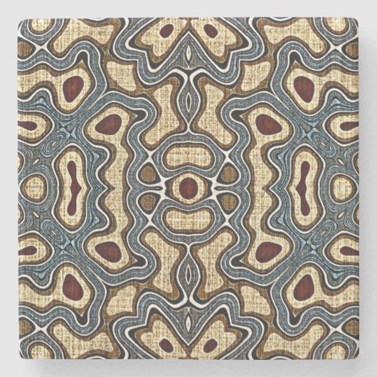 Ochre Brown Red Aquamarin Blue Angesagte Bohemisch Steinuntersetzer (Vorderseite)