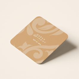 Ochre Classic Script Damask Wedding Rechteckiger Pappuntersetzer