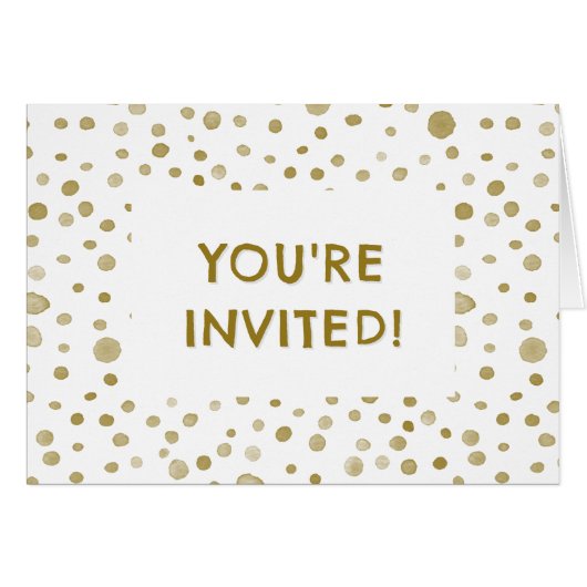 Ochre Confetti Wasserfarbe Dots Geburtstag Einladu (Vorderseite (Horizontal))