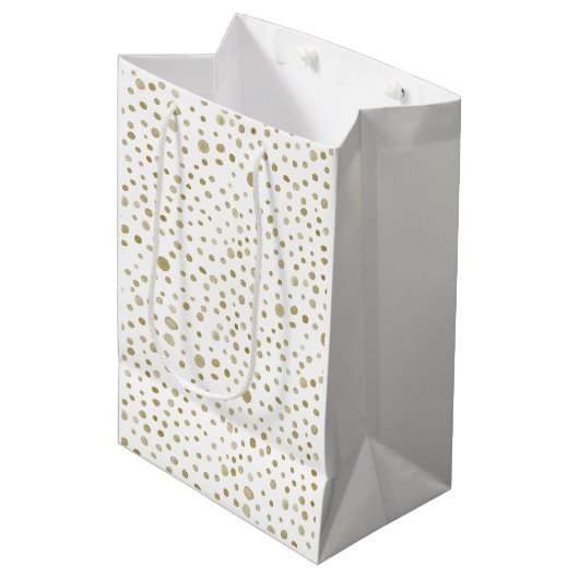 Ochre Confetti Wasserfarbe Dots Geschenktasche Mittlere Geschenktüte (Vorderseite Schrägansicht)