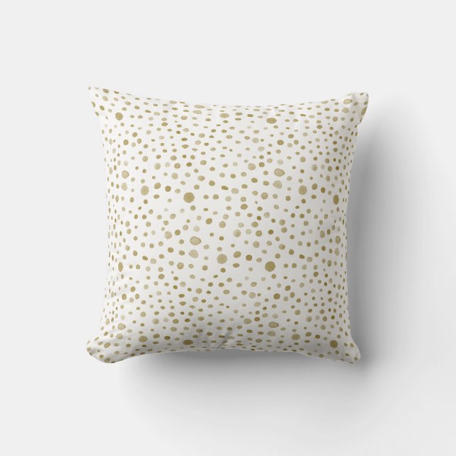 Ochre Confetti Wasserfarbe Dots Throw Kissen (Vorderseite)
