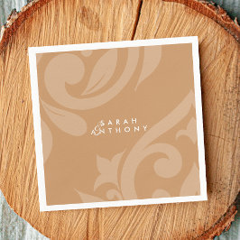 Ochre Damask Elegante klassische Hochzeit Serviette