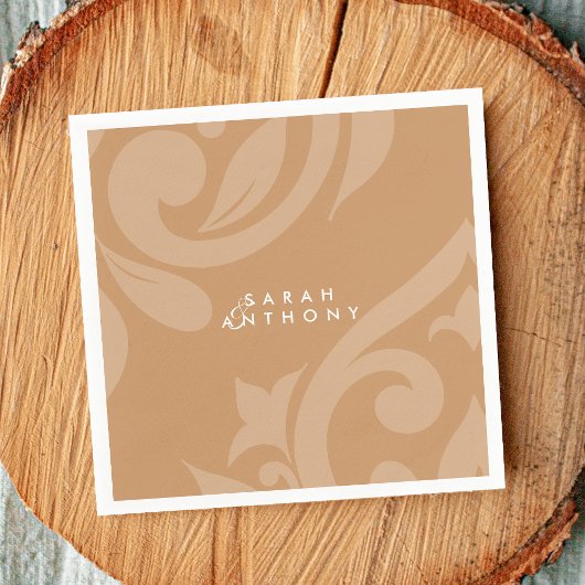 Ochre Damask Elegante klassische Hochzeit Serviette