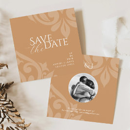 Ochre Damask Elegantes klassisches Foto Hochzeit Save The Date